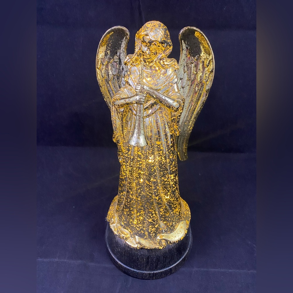 Vintage Light-Up Golden Christmas Angel 11"